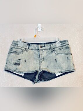 Hurley Button Fly Disressed Denim Shorts